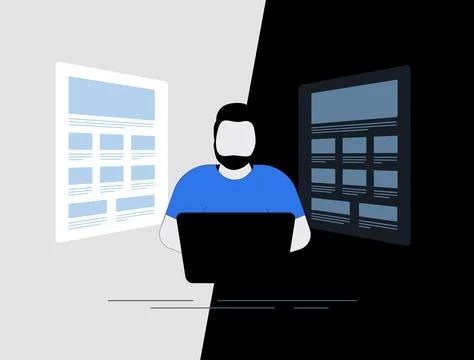 Dark and light theme switch mode for website and app concept. Change web color Stock Illustration