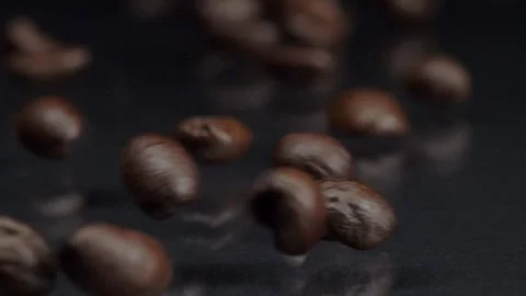 Dark and Refined Freshness. Super slow motion shot of premium fresh roasted Stock Footage 150559986