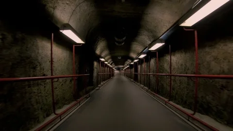 Dark and scary underground empty tunnel 스톡 동영상 97359211