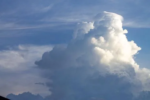 Dark and violent storm clouds in the background Before rain in the rainy seas Stock Photos