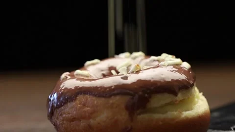 Dark and white chocolate donut Stock Footage 130452963