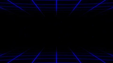 Dark animated background with grid pattern. Blue lines create futuristic look Stock Footage 314286272
