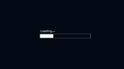 Dark animation background with a loading bar and the word Loading progress .. Stock Footage 321738874