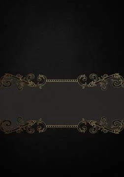 Dark anthracite and grey background with luxery golden floral ornaments and.. Stock Illustration