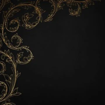 Dark anthracite background with luxery golden floral ornaments and golden s.. Stock Illustration