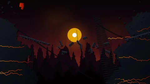 Dark Apocalyptic Landscape With Ruined Structures And Flying Electronic Bugs Video stock 340941510