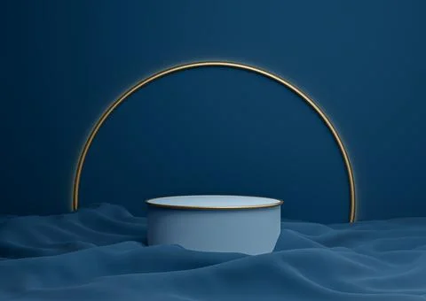 Dark, aqua blue 3D rendering luxurious product display podium or stand minima Stock Illustration