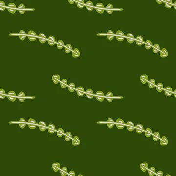 Dark aqua botanic seamless pattern with simple hand drawn seaweed silhouettes 스톡 일러스트