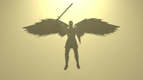 Dark archangel fly - 3d render looped. Stock Footage 167532120