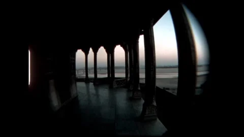 Dark Arches Overlooking River Stock Footage 276292782