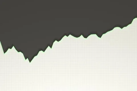 Dark Area Chart with Green Edge on White Grid Background Illustrazione stock