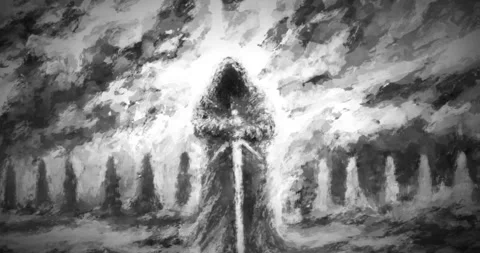 Dark army 2d animation with scary demonic characters. Stock Footage 141018381