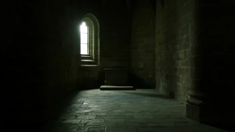 Dark atmosphere in a crypt of an old castle Stock Footage 198929858