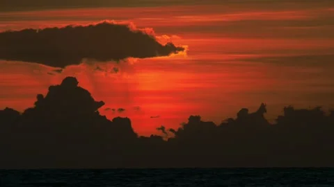 Dark Atmospheric Layers Above the Distant Sea Stock Footage 342899952