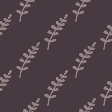 Dark autumn foliage seamless pattern with simple leaves branches shapes. Brow Stock Illustration