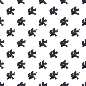 Dark baby stroller pram repeating seamless pattern 스톡 일러스트