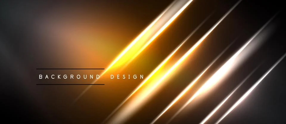 Dark backdrop features bright golden lines. Diagonal streaks create dynamic Illustrazione stock