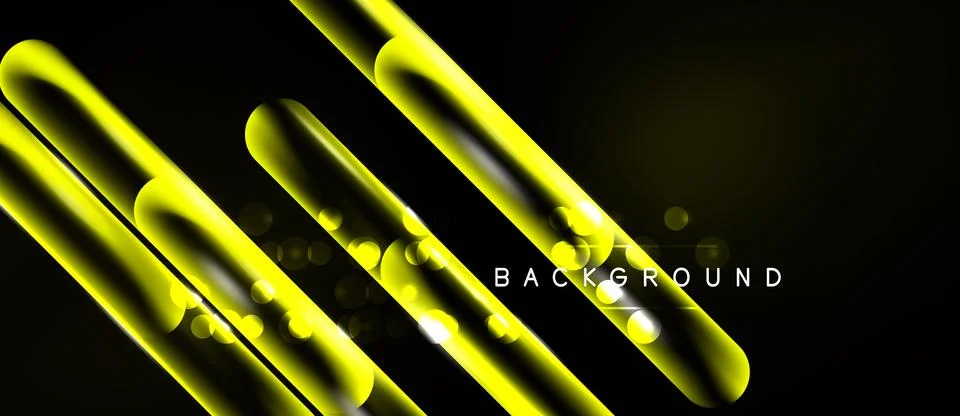 Dark backdrop features bright yellow lines, glowing effects. Minimalist desig Stock Illustration