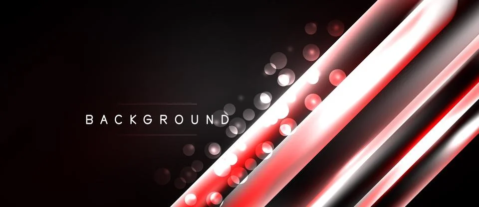Dark backdrop features diagonal red lines, glowing circles. Modern design Stock Illustration