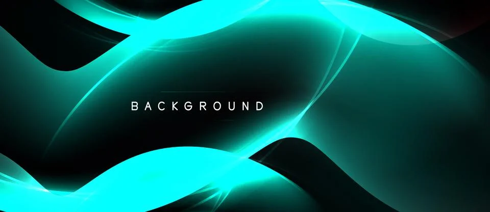 Dark backdrop features flowing turquoise shapes. Gradient effect creates dept Illustrazione stock