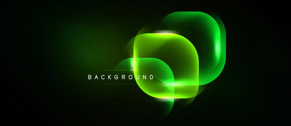 Dark backdrop features glowing green overlapping squares. Modern design, vi.. Stockillustratie