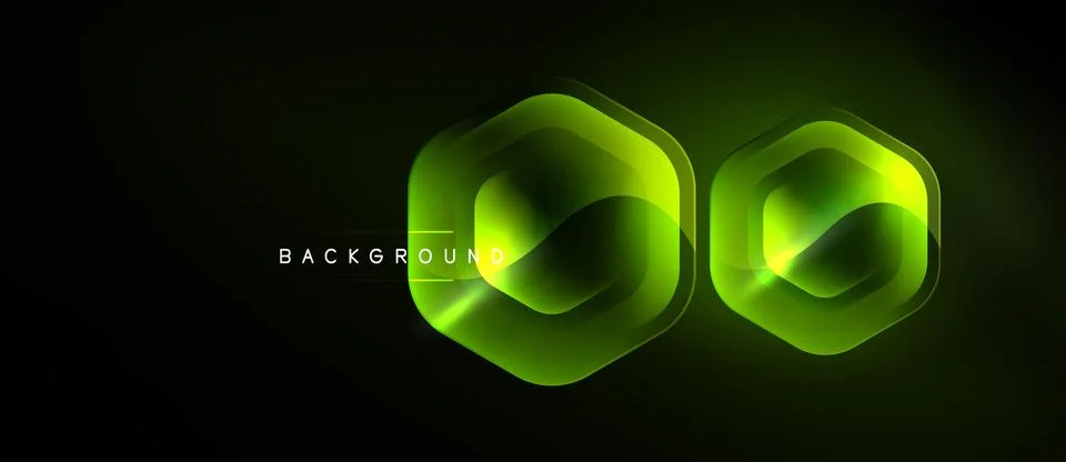 Dark backdrop features glowing green hexagonal shapes. Modern design suggests 스톡 일러스트