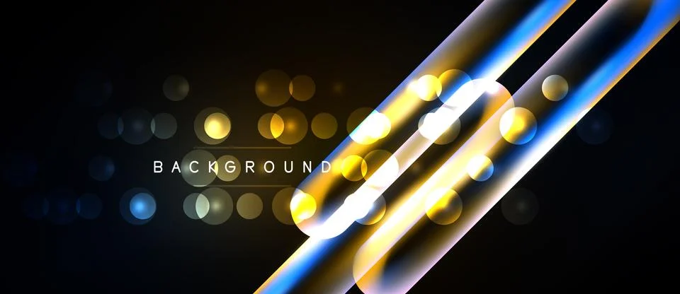 Dark backdrop features glowing lines, circles. Modern design, abstract elemen イラスト素材