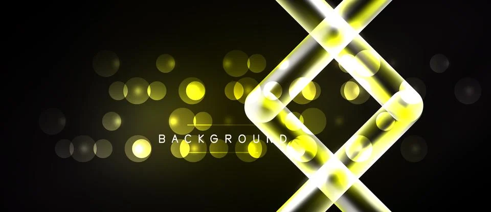 Dark backdrop features glowing yellow lines, circles. Abstract design creates Stock Illustration
