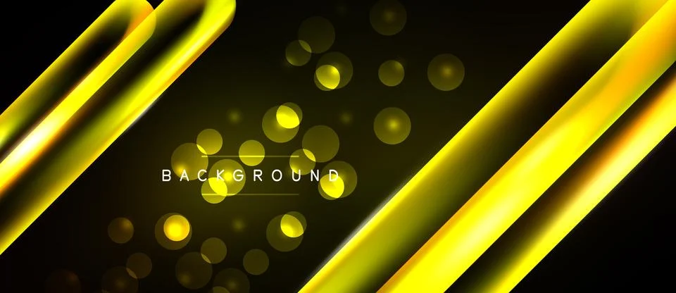 Dark backdrop features golden diagonal stripes, bokeh effects. Text reads Stock Illustration