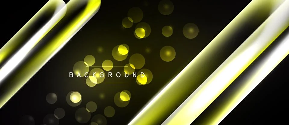 Dark backdrop features golden diagonal lines, bokeh effects. Text reads Stock Illustration