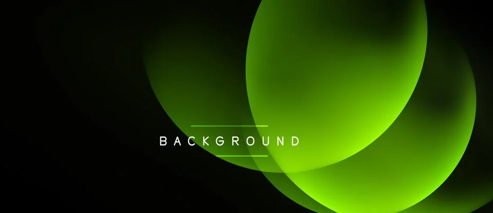 Dark backdrop features overlapping green shapes. Gradient effect creates Ilustración de archivo