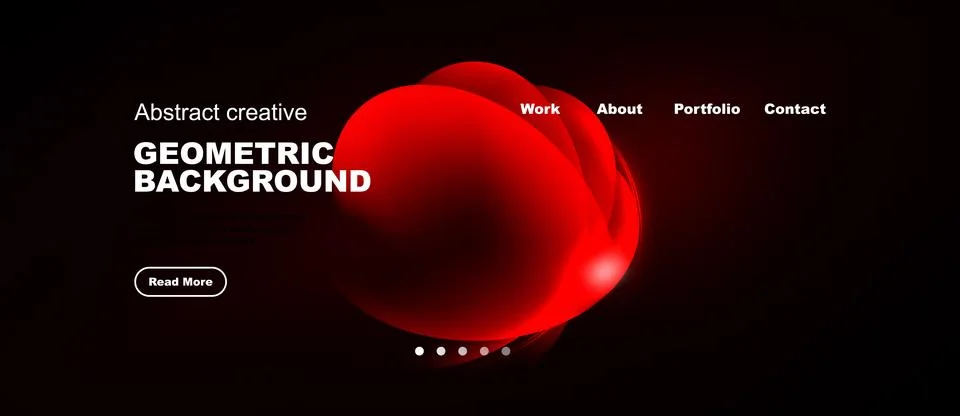 Dark backdrop features red geometric shapes, text elements. Navigation includ イラスト素材