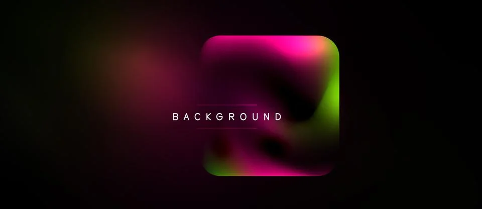 Dark backdrop features vibrant, fluid color blend. Pink, green, purple hues Stock Illustration