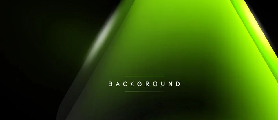 Dark backdrop features vibrant green gradient. Light shines from top, creatin Stock Illustration