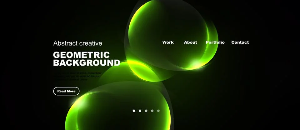 Dark backdrop features vibrant green shapes. Text elements include title, men Stock-Illustration