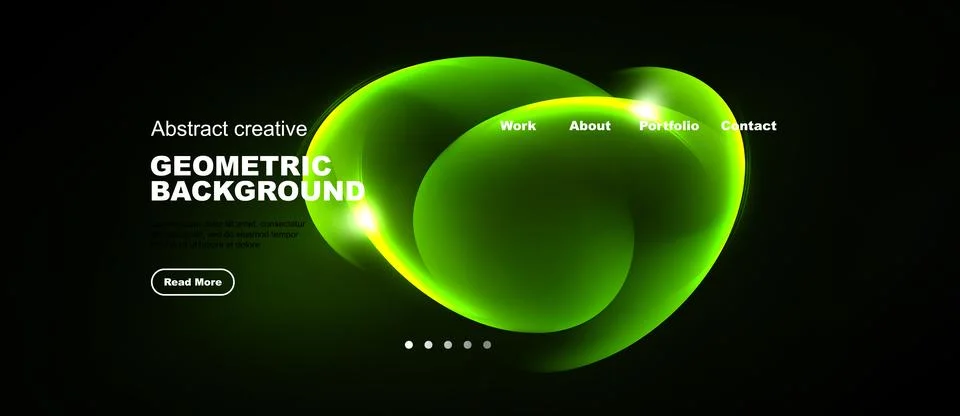 Dark backdrop features vibrant green geometric shapes. Menu options present 스톡 일러스트