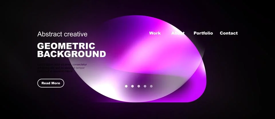Dark backdrop features vibrant, overlapping geometric shapes. White text Ilustração Stock