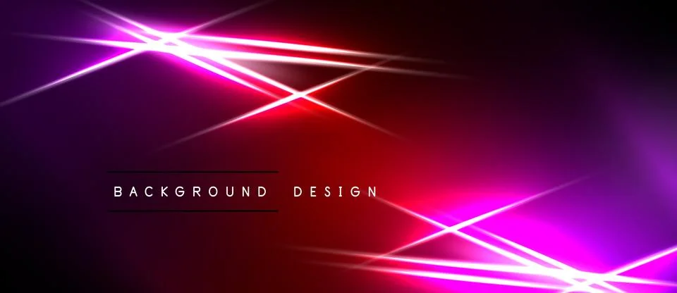 Dark backdrop features vibrant pink neon lines intersecting. Modern design Illustrazione stock