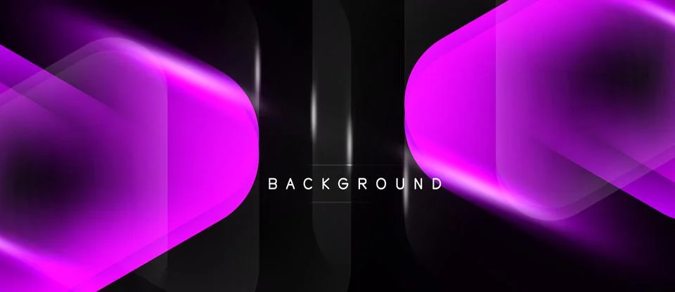 Dark backdrop features vibrant pink geometric shapes, creating modern abstrac Stock Illustration