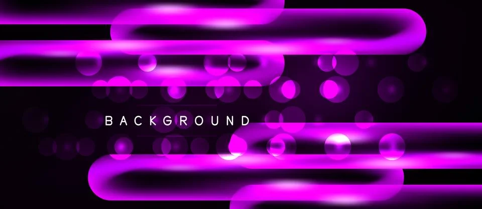 Dark backdrop features vibrant pink neon lines, circles. Modern design evokes Stock Illustration