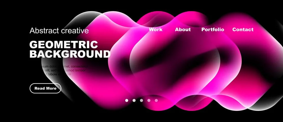 Dark backdrop features vibrant pink, purple shapes. Text overlays present 스톡 일러스트