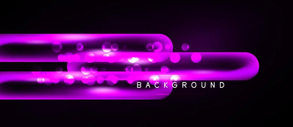 Dark backdrop features vibrant purple lines, circles. Modern design element, Stock Illustration