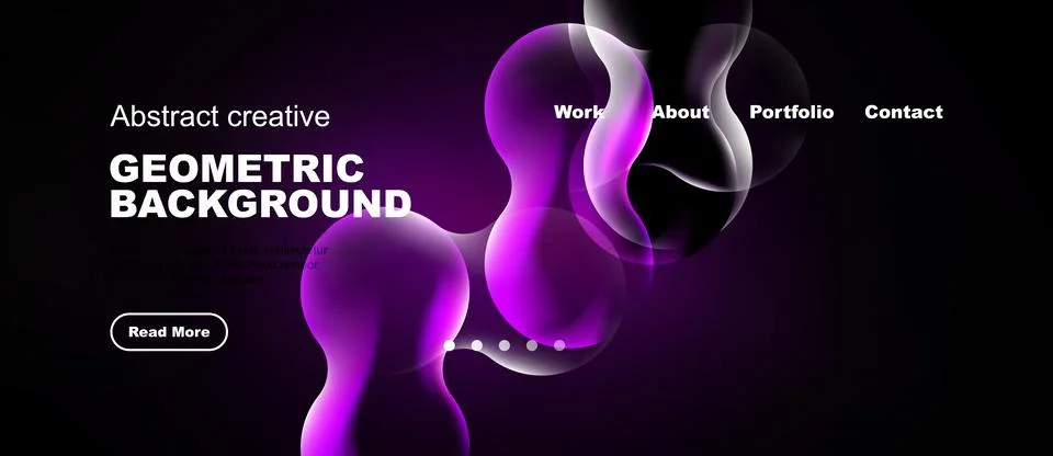 Dark backdrop features vibrant purple shapes, text elements. Modern design イラスト素材