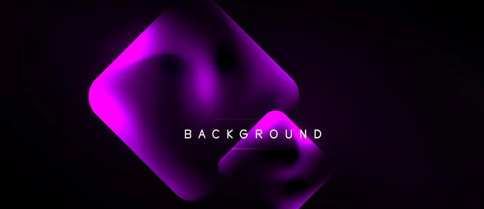 Dark backdrop features vibrant purple abstract shapes. Gradient effect create Stockillustratie