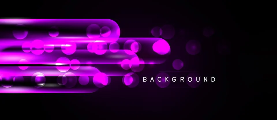 Dark backdrop features vibrant purple lines, circles. Modern design suggests Stock Illustration