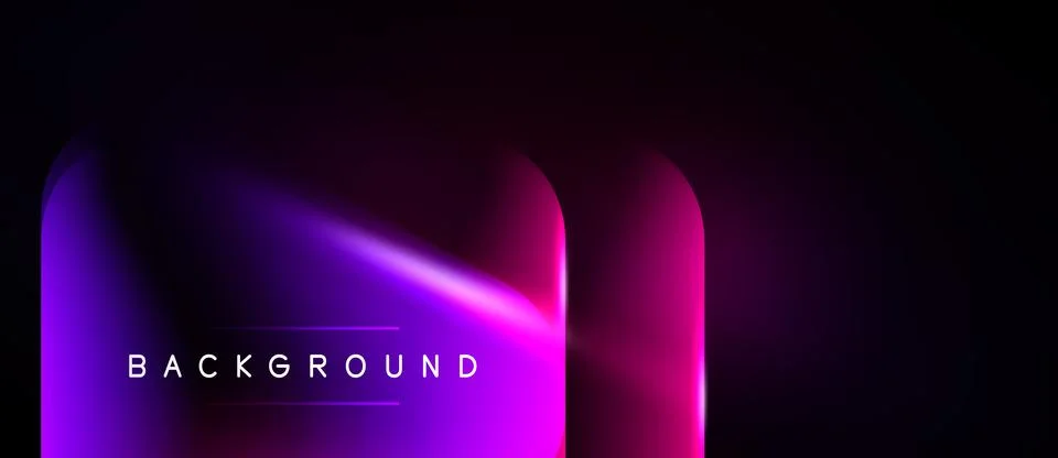 Dark backdrop features vibrant purple glow. Rounded rectangle displays Ilustración de archivo