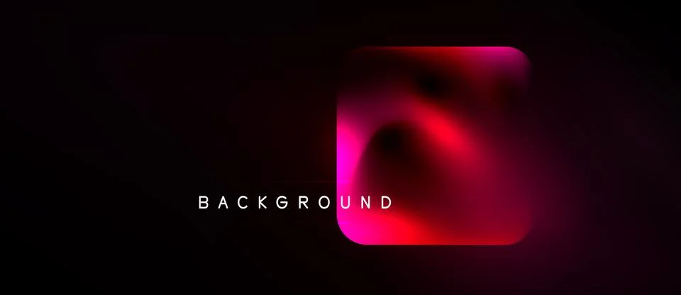 Dark backdrop features vibrant red, pink gradient square. Minimalist design, Stock Illustration