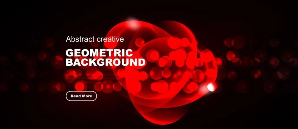 Dark backdrop features vibrant red geometric shapes, circles, text. Design 스톡 일러스트