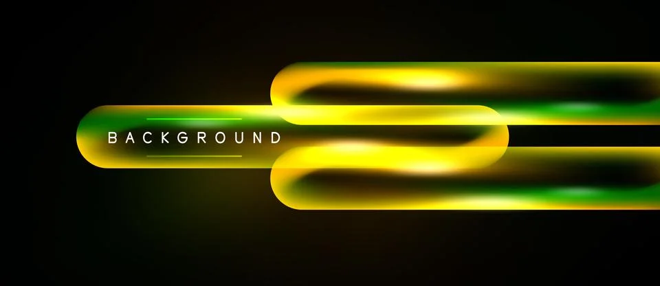 Dark backdrop features vibrant yellow, green light streaks. Modern design Stock Illustration