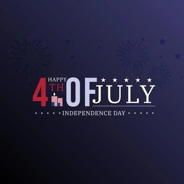 Dark Background 4th of July Design with Fireworks and Flag Stock Illustration